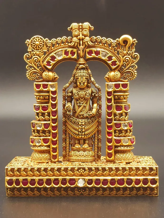 Temple Jewellery – Lord Venkateswara Frame with Kemp Stones